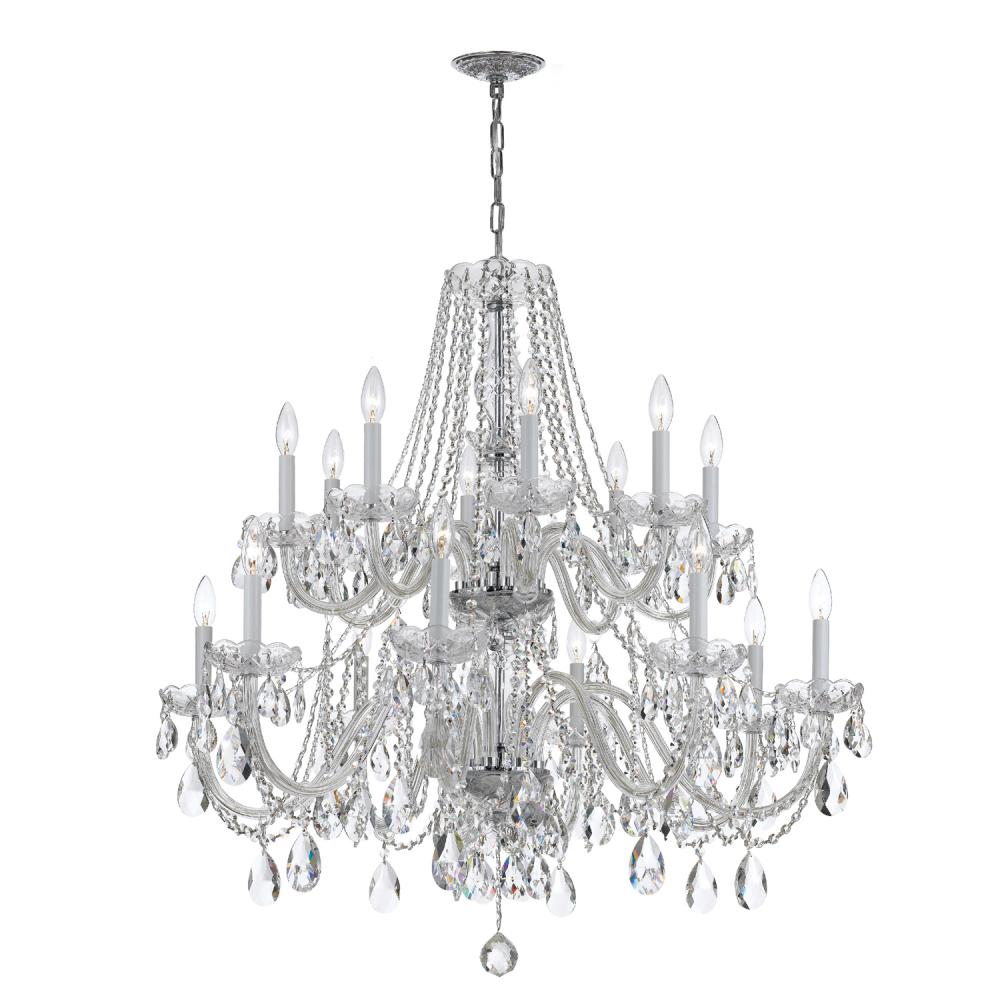 Traditional Crystal 37'' Swarovski Spectra Crystal Polished Chrome Chandelier