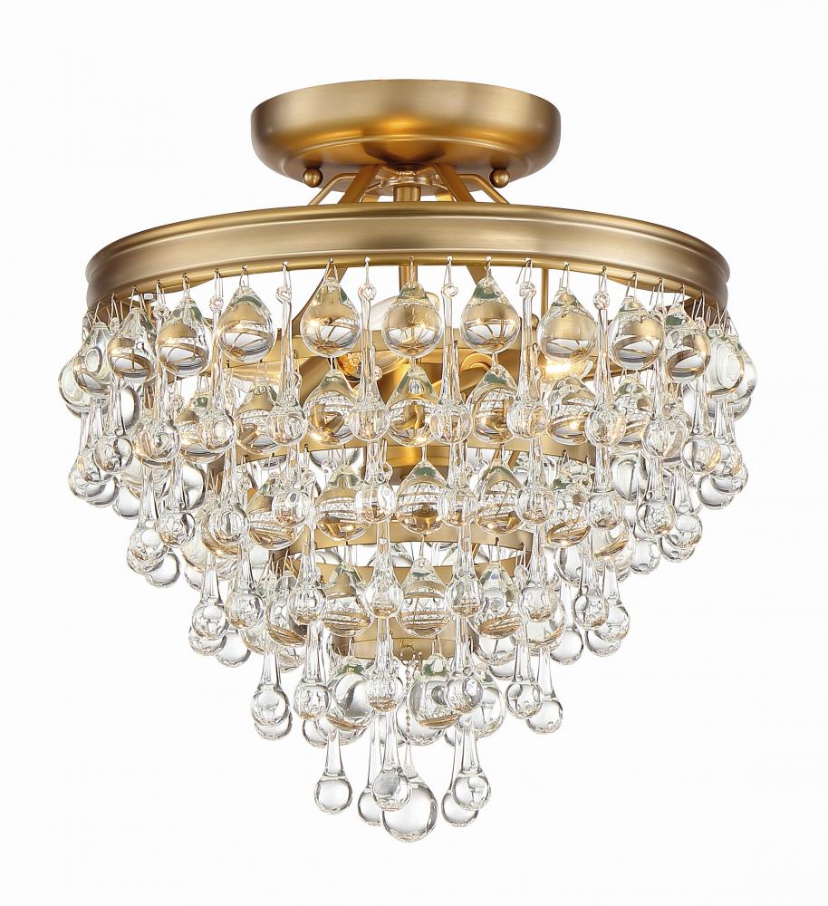 Calypso 13'' Crystal Teardrop Vibrant Gold Semi Flush Mount