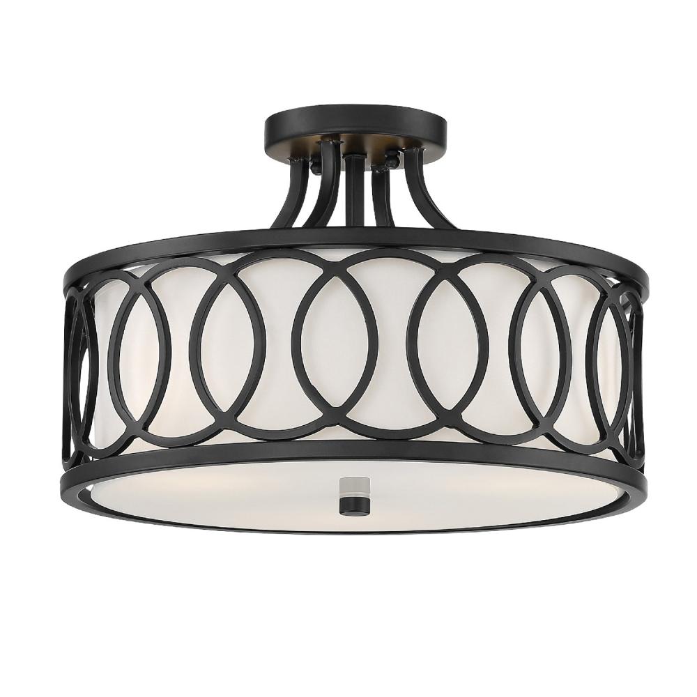 Libby Langdon Graham 15'' Matte Black Semi Flush Mount