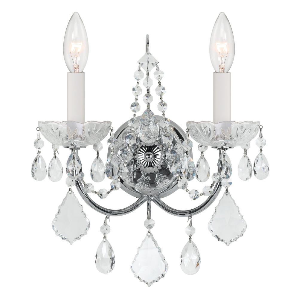 Imperial 12'' Italian Crystal Polished Chrome Sconce