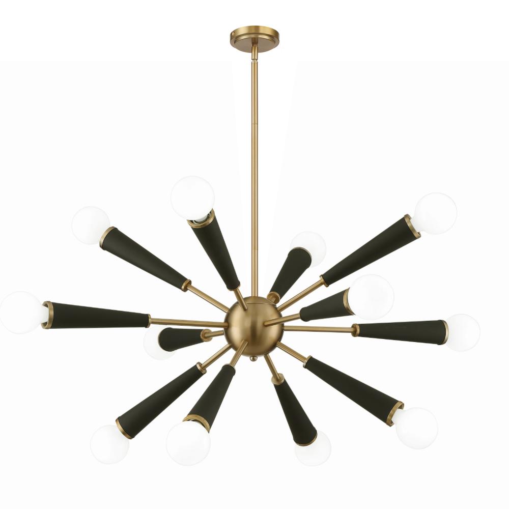 Zodiac 34'' Aged Brass Chandelier