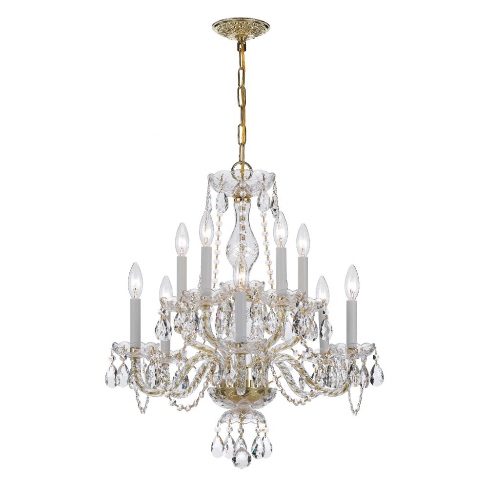Traditional Crystal 23'' Hand Cut Crystal Polished Brass Chandelier