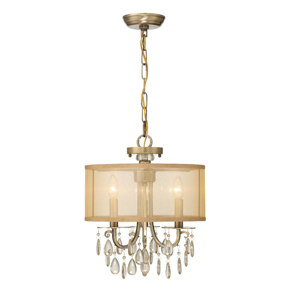 Hampton 14'' Drum Shade Antique Brass Chandelier