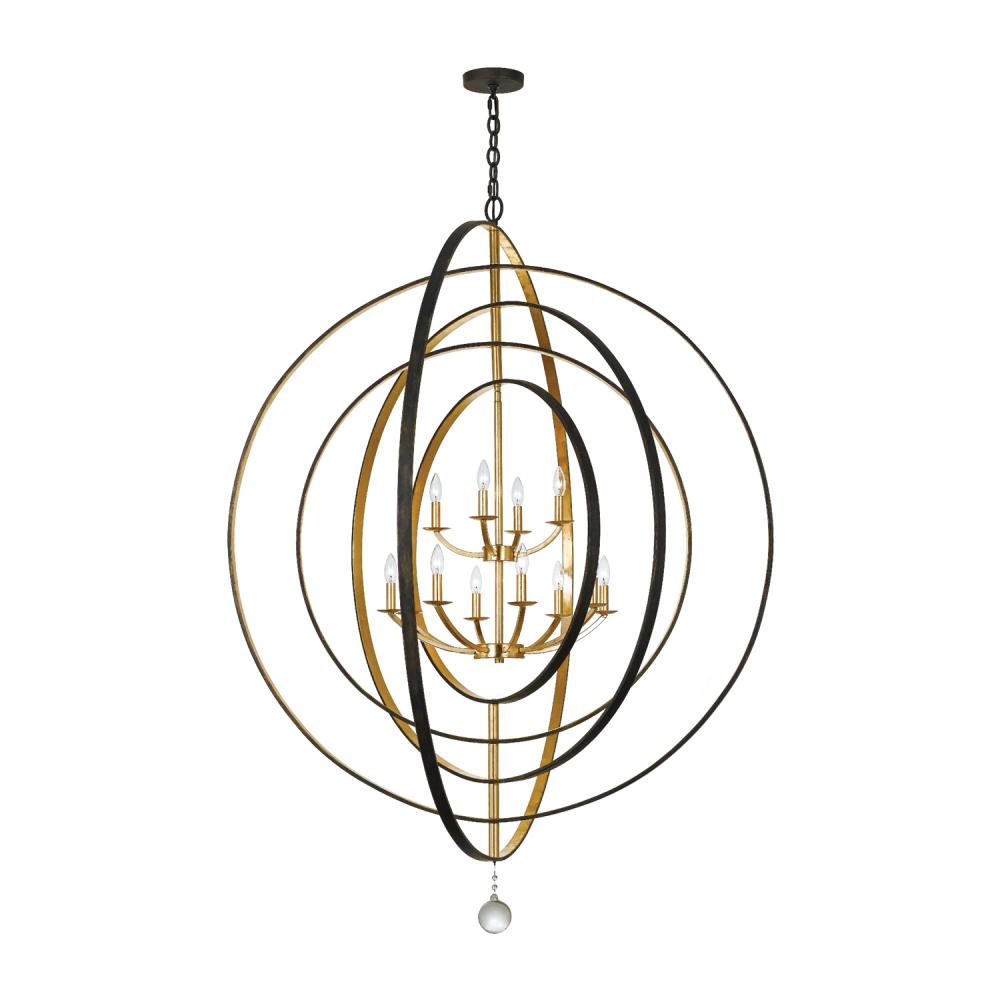 Luna 60'' English Bronze + Antique Gold Chandelier