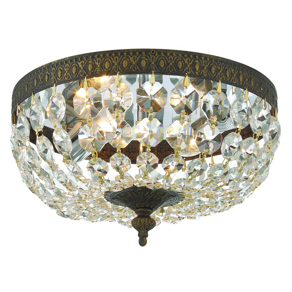 Waltham 10'' Clear Hand Cut English Bronze Flush Mount