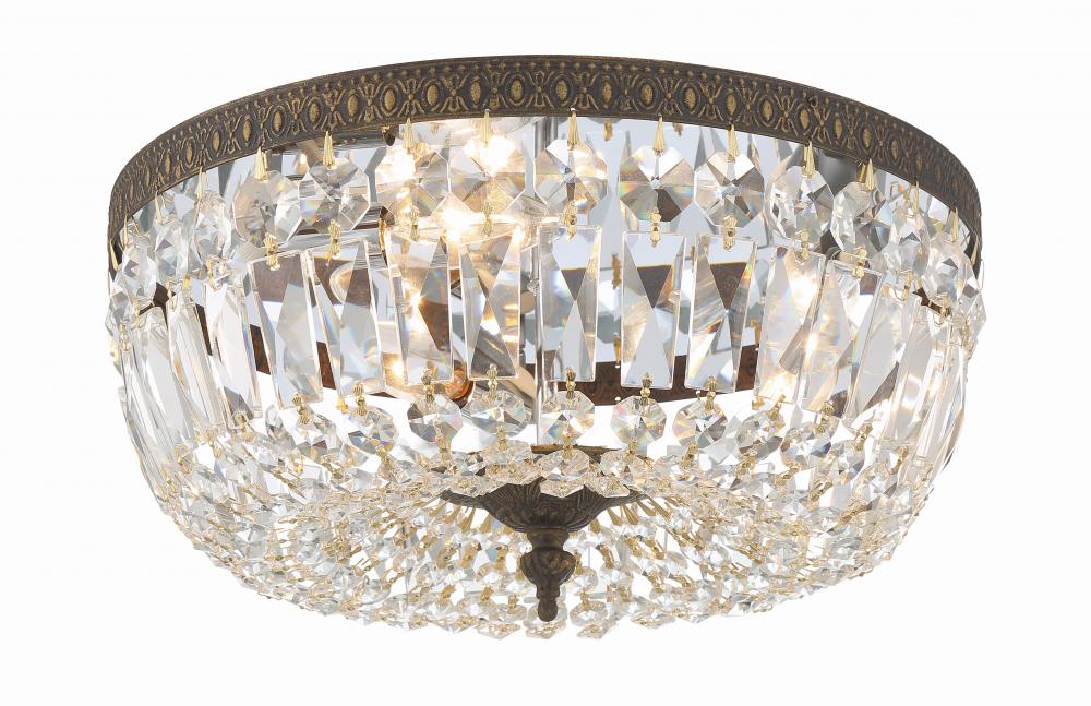 Waltham 14'' Swarovski Spectra Crystal English Bronze Flush Mount