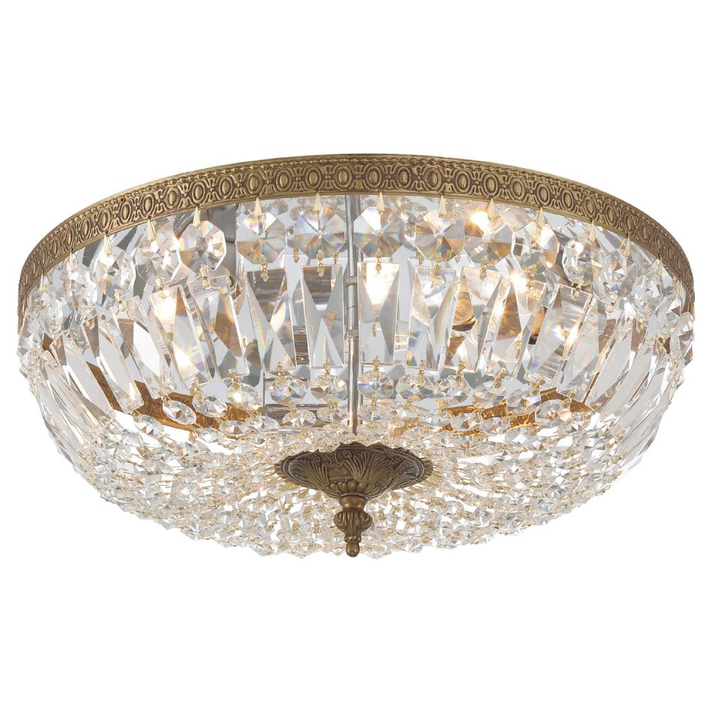 Waltham 16'' Clear Hand Cut Olde Brass Flush Mount