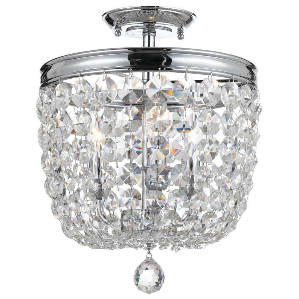 Archer 11.5'' Hand Cut Crystal Polished Chrome Semi Flush Mount
