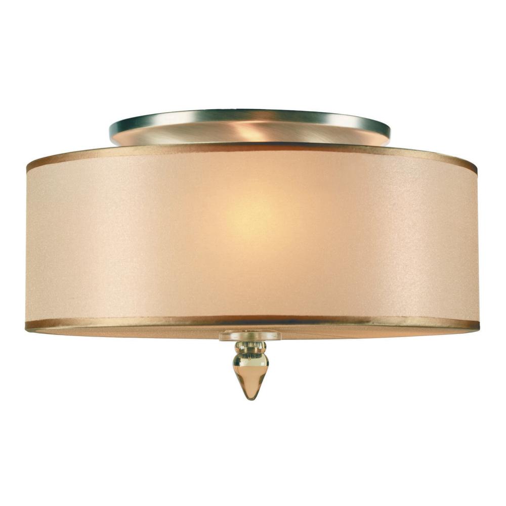 Luxo 14'' Drum Shade Antique Brass Semi Flush Mount