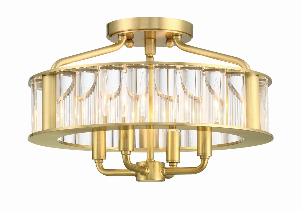 Libby Langdon Farris 16.5'' Aged Brass Semi Flush Mount