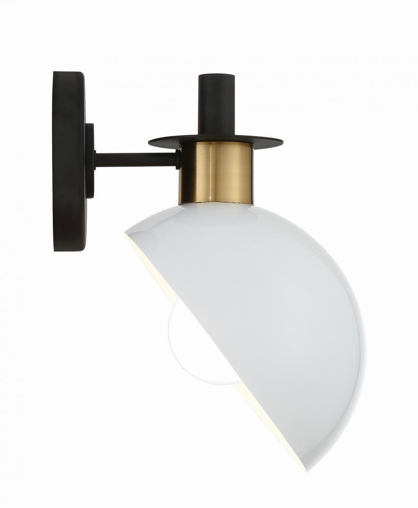 Gigi 8'' Black + Aged Brass Sconce