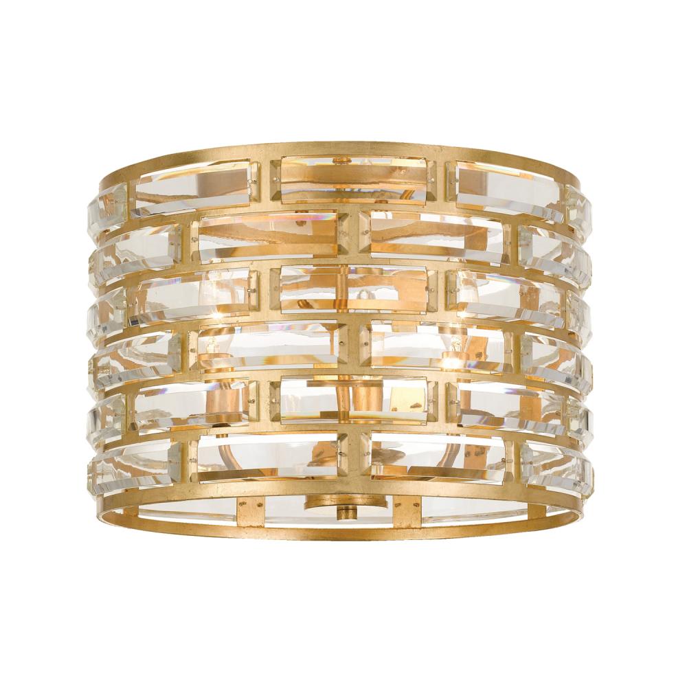 Meridian 15'' Antique Gold Flush Mount