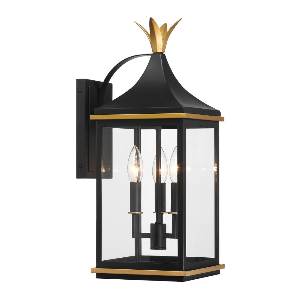 Simpson 8'' Matte Black + Textured Gold Outdoor Sconce