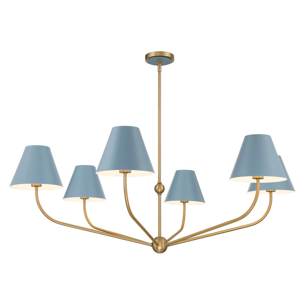 Xavier 48'' Vibrant Gold + Blue Chandelier