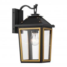 Crystorama HAW-601-MK-TG - Hawkins 7.25'' Matte Black + Textured Gold Outdoor Sconce