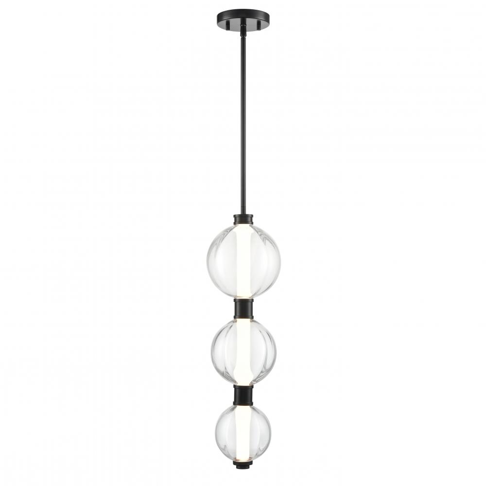 GLIMMER PENDANT, BLACK W/PUMPKIN GLASS