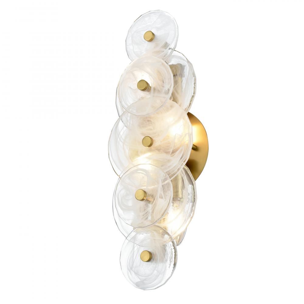 CAROUSEL 18" SCONCE, BRASS W/MS GLASS