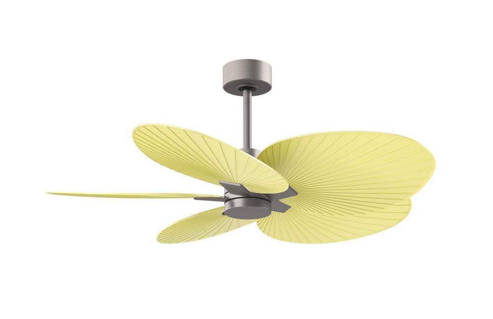 Alessandra Tropical - Five Blade Ceiling Fan - Brushed Nickel Finish - Light Yellow Blades