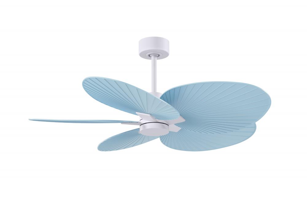 Alessandra Tropical - Five Blade Ceiling Fan - Matte White Finish - Light Blue Blades