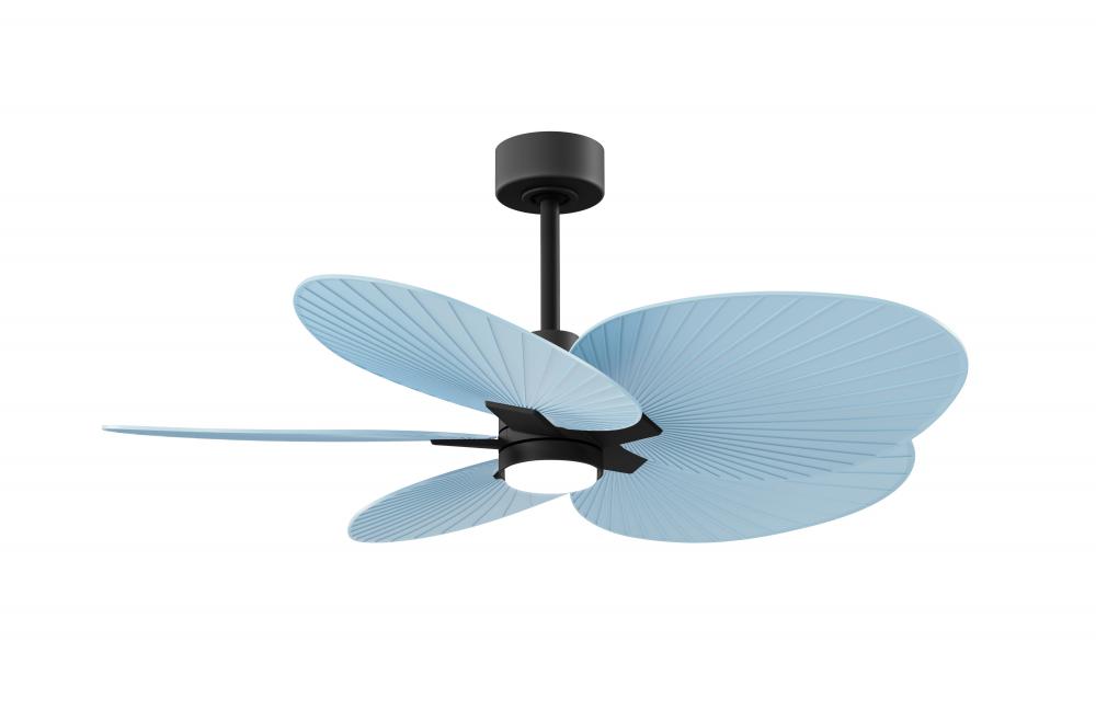 Alessandra Tropical-Five Blade Ceiling Fan-5CCT Integrated LED-Matte Black Finish-Light Blue Blades