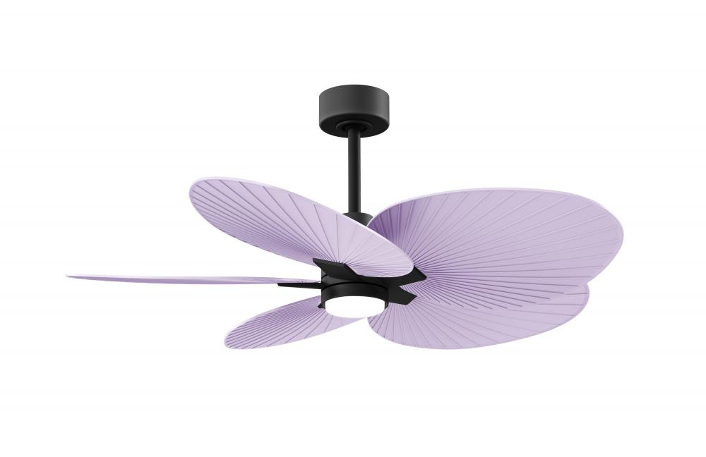 Alessandra Tropical-Five Blade Ceiling Fan-5CCT Integrated LED-Matte Black Finish-Lilac Blades
