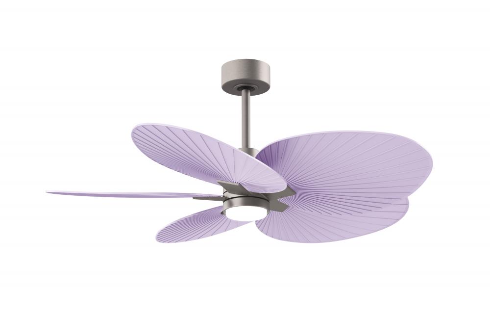 Alessandra Tropical-Five Blade Ceiling Fan-5CCT Integrated LED-Brushed Nickel Finish-Lilac Blades