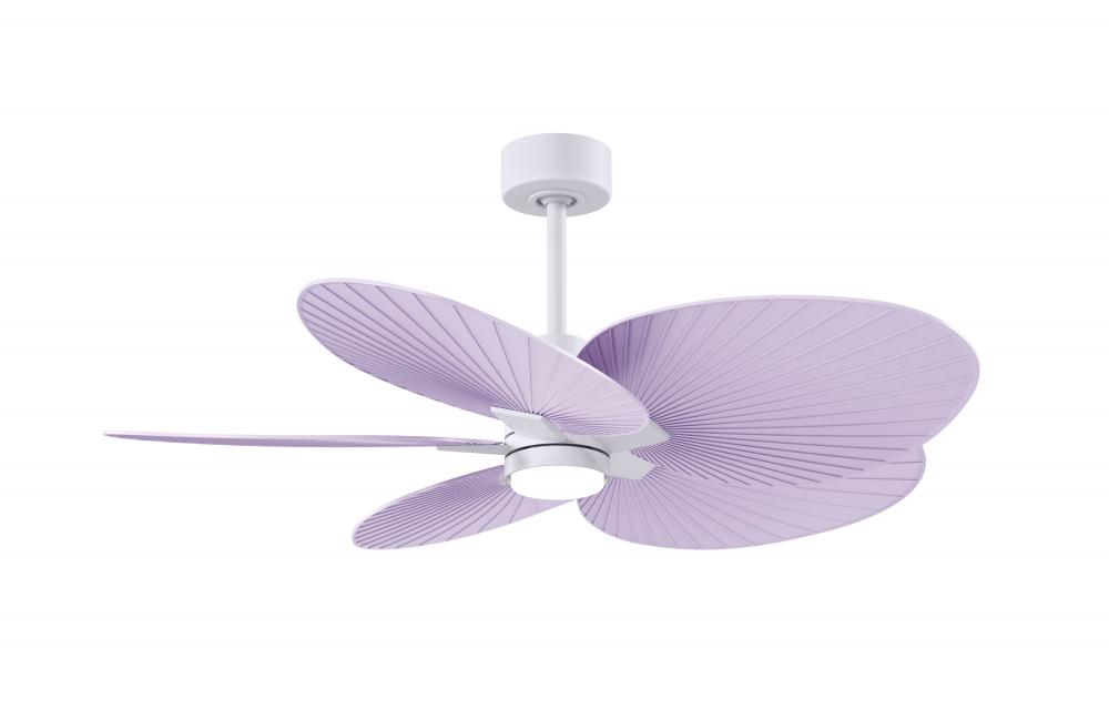 Alessandra Tropical-Five Blade Ceiling Fan-5CCT Integrated LED-Matte White Finish-Lilac Blades