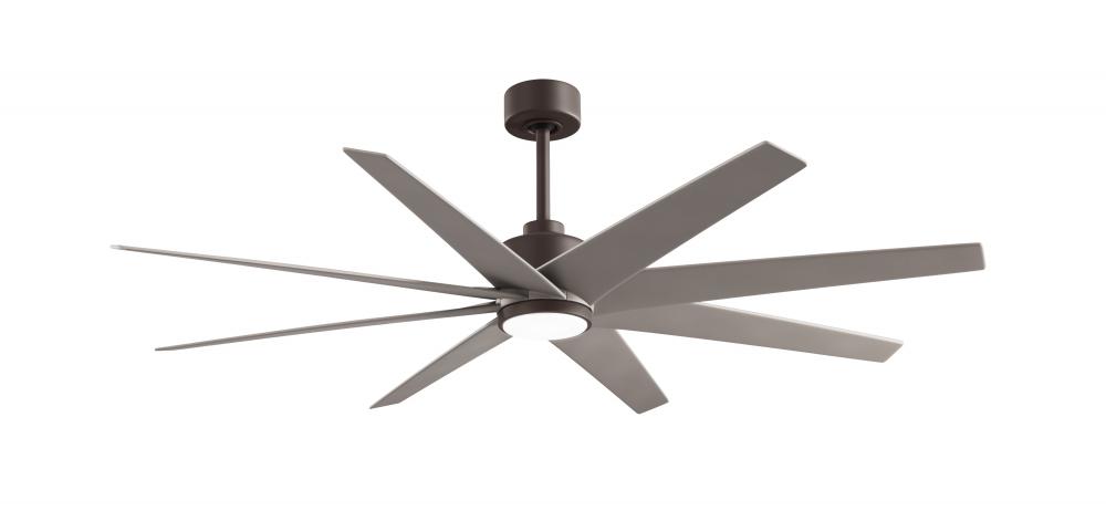Ariella-Eight Blade Ceiling Fan-5CCT Integrated LED-Textured Bronze Finish-Brushed Nickel Blades