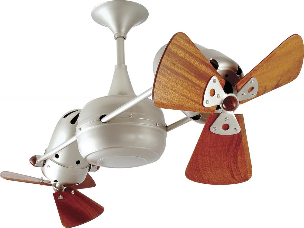 Duplo Dinamico - Rotational Ceiling Fan - Brushed Nickel Finish - Mahogany Tone Blades
