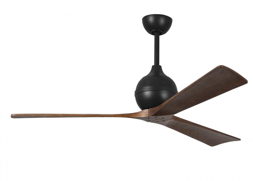 Irene-3 - Three Blade Paddle Fan - 60" - Matte Black Finish - Walnut Tone Blades