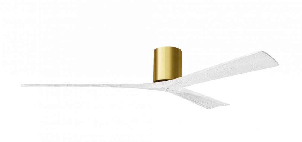 Irene-3H - Three Blade Flush Mount Paddle Fan - 72" - Brushed Brass Finish - Matte White Blades