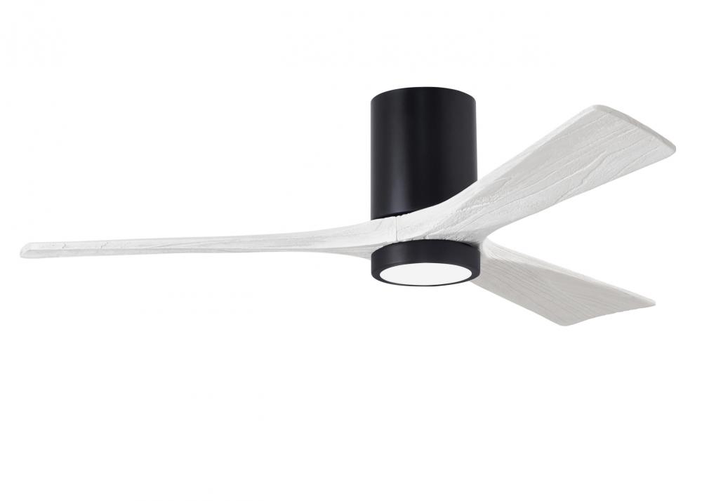 Irene-3HLK-52" Three Blade Flush Mount Paddle Fan-5CCT Integrated LED-Matte Black Finish
