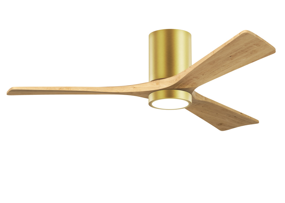 Irene-3HLK-52" Three Blade Flush Mount Paddle Fan-5CCT Integrated LED-Brushed Brass Finish