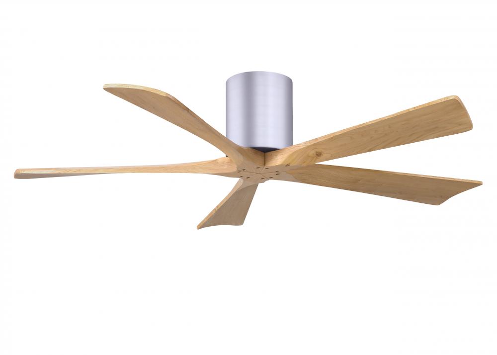 Irene-5H - 52" Five Blade Flush Mount Paddle Fan - Brushed Nickel Finish - Light Maple Tone Blad