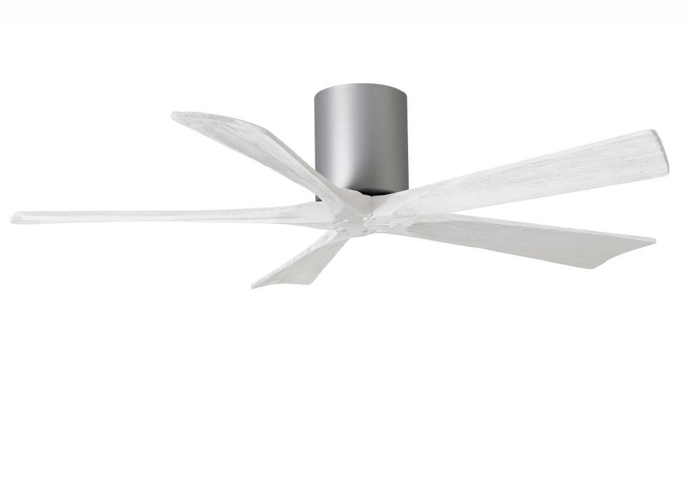 Irene-5H - 52" Five Blade Flush Mount Paddle Fan - Brushed Nickel Finish - Matte White Blades