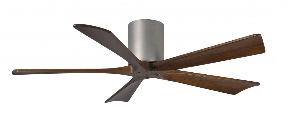 Irene-5H - 52" Five Blade Flush Mount Paddle Fan - Brushed Nickel Finish - Walnut Tone Blades