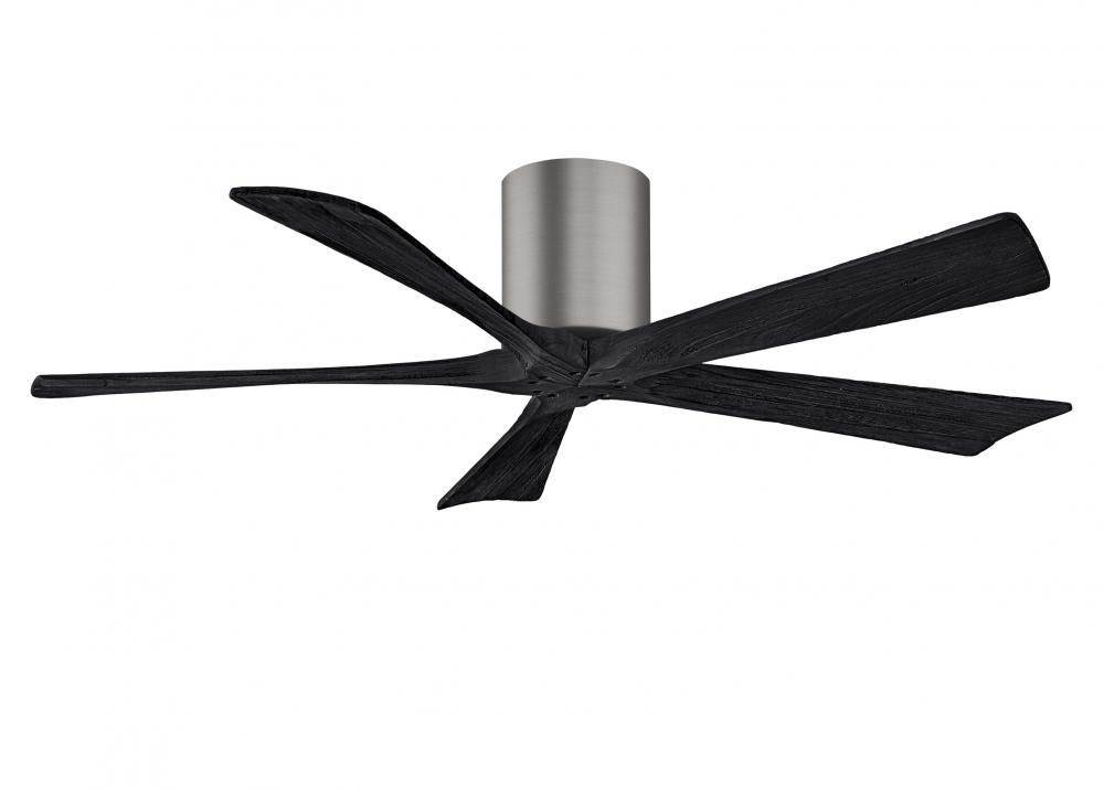Irene-5H - 52" Five Blade Flush Mount Paddle Fan - Brushed Pewter Finish - Matte Black Blades