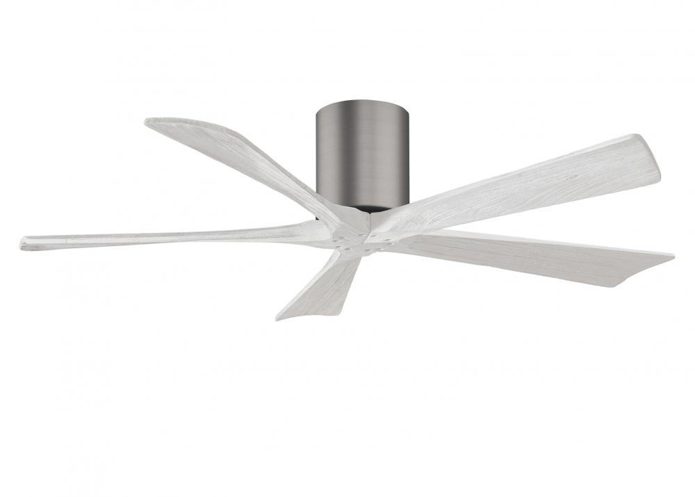 Irene-5H - 52" Five Blade Flush Mount Paddle Fan - Brushed Pewter Finish - Matte White Blades