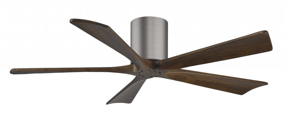 Irene-5H - 52" Five Blade Flush Mount Paddle Fan - Brushed Pewter Finish - Walnut Tone Blades