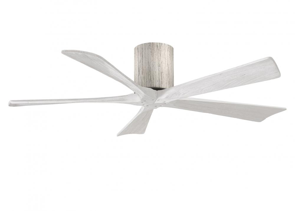 Irene-5H - 52" Five Blade Flush Mount Paddle Fan - Barn Wood Tone Finish - Matte White Blades
