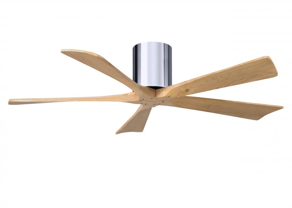 Irene-5H - 52" Five Blade Flush Mount Paddle Fan - Polished Chrome Finish - Light Maple Tone Bla