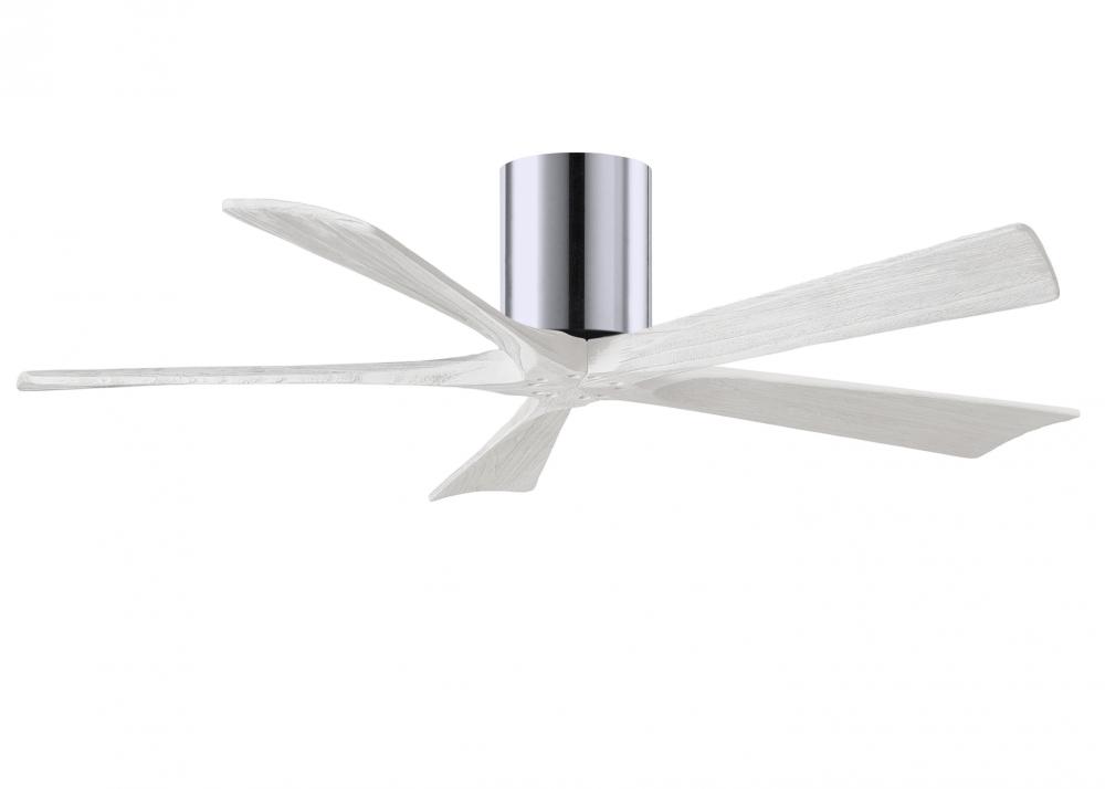 Irene-5H - 52" Five Blade Flush Mount Paddle Fan - Polished Chrome Finish - Matte White Blades