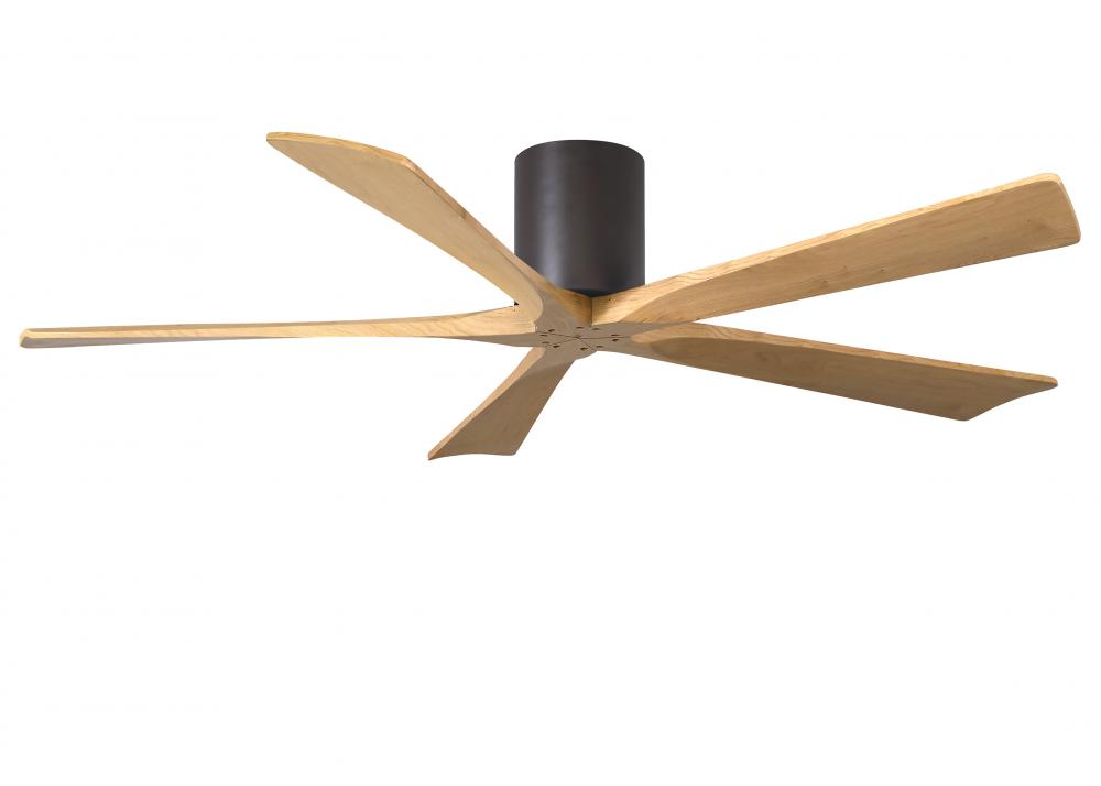 Irene-5H - 60" Five Blade Flush Mount Paddle Fan - Textured Bronze Finish - Light Maple Tone Bla
