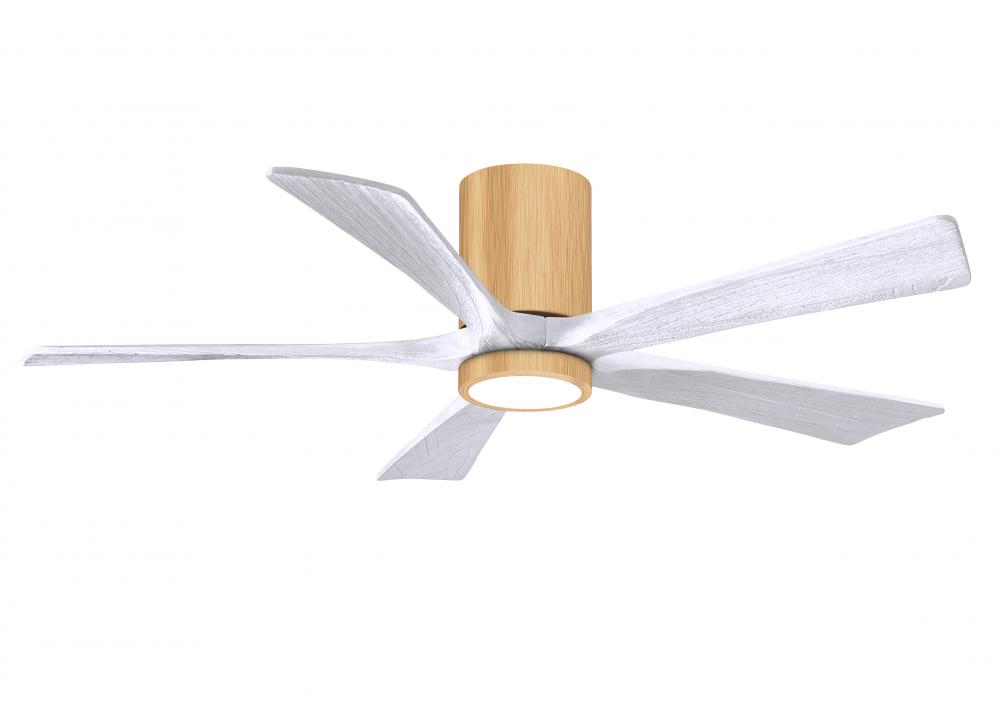 Irene-5HLK-52" Five Blade Flush Mount Paddle Fan-5CCT Integrated LED-Light Maple Tone Finish