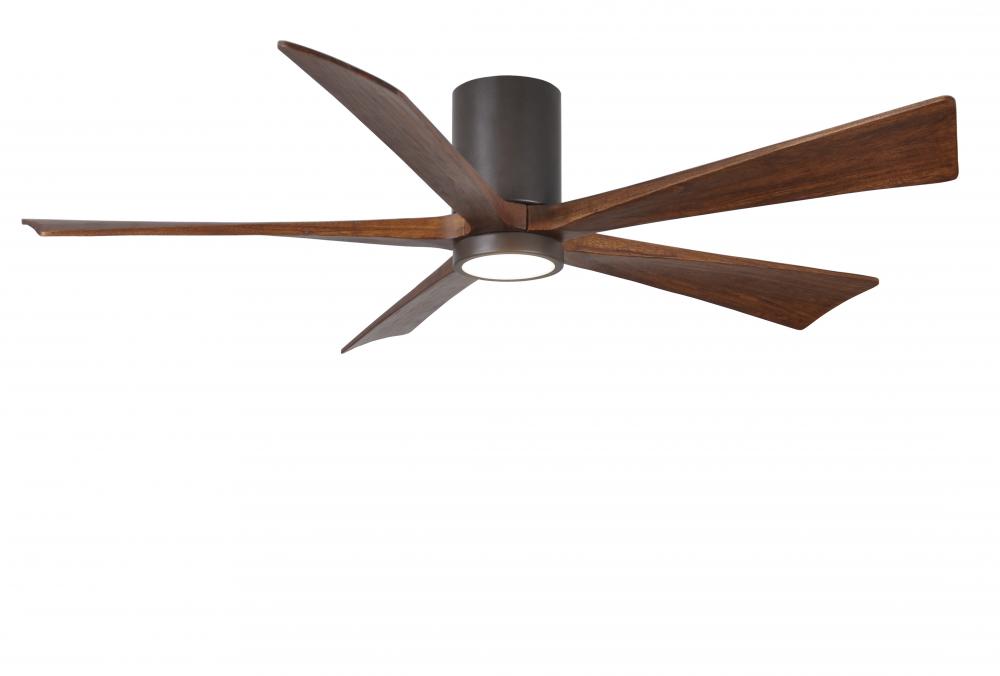 Irene-5HLK-60" Five Blade Flush Mount Paddle Fan-5CCT Integrated LED-Textured Bronze Finish