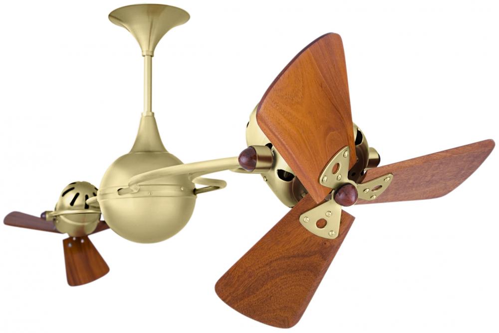 Italo Ventania - Rotational Ceiling Fan - Brushed Brass Finish - Mahogany Tone Blades