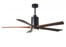 Matthews Fan Company PA5-BK-WA-60 - Patricia-5-60" Five Blade Ceiling Fan-5CCT Integrated LED-Matte Black Finish-Walnut Tone Blades