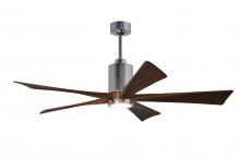 Matthews Fan Company PA5-CR-WA-60 - Patricia-5-60" Five Blade Ceiling Fan-5CCT Integrated LED-Polished Chrome Finish-Walnut Tone Bla