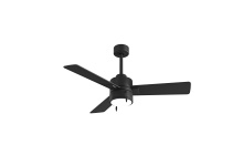 Matthews Fan Company SS-BK-BK-42 - Steven - 42” Three Blade Ceiling Fan - Integrated LED - Matte Black Finish - Matte Black Blades