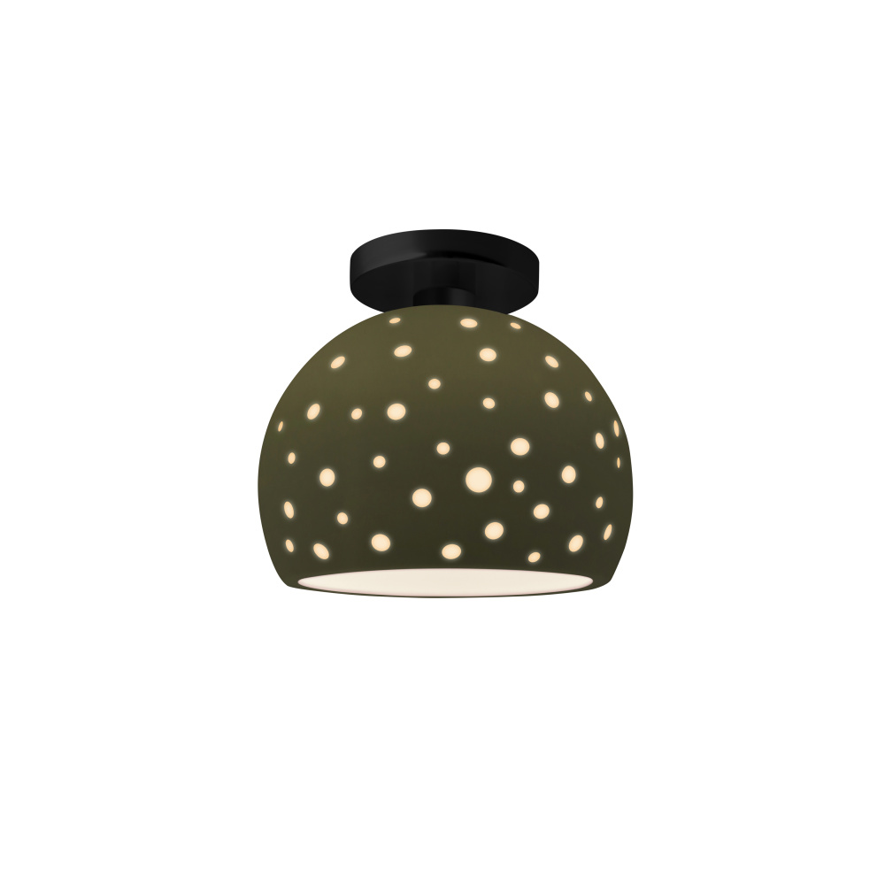 Perforated Small Globe LED Semi-Flush